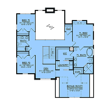 Coastal, Country, Craftsman, New American, Traditional House Plan 100724 with 3 Beds, 3 Baths, 2 Car Garage Second Level Plan