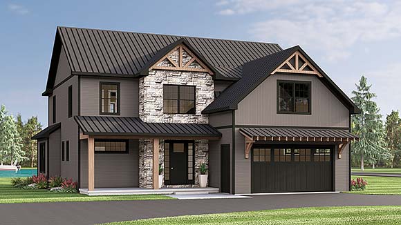 Coastal, Country, Craftsman, New American, Traditional House Plan 100724 with 3 Beds, 3 Baths, 2 Car Garage Elevation