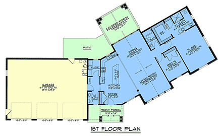 Coastal, Craftsman, New American, Ranch, Traditional House Plan 100725 with 2 Beds, 3 Baths, 3 Car Garage First Level Plan