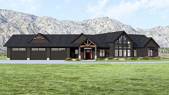 Coastal, Craftsman, New American, Ranch, Traditional House Plan 100725 with 2 Beds, 3 Baths, 3 Car Garage Elevation