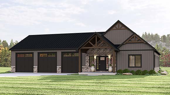Country, Craftsman, Ranch House Plan 100727 with 2 Beds, 3 Baths, 3 Car Garage Elevation
