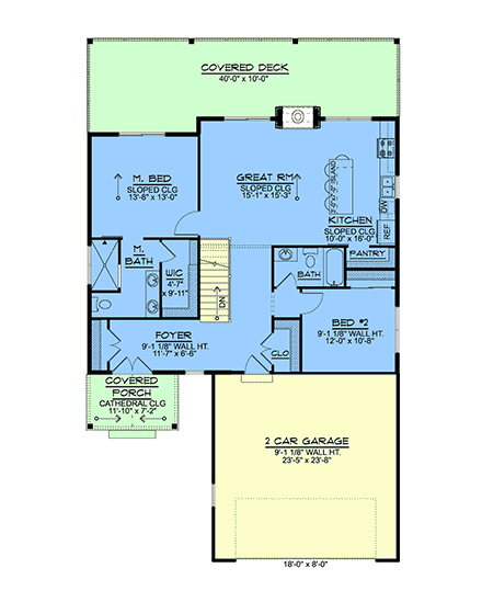 Coastal, Contemporary, Modern House Plan 100730 with 2 Beds, 2 Baths, 2 Car Garage First Level Plan