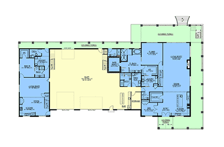 Barndominium, Craftsman, Farmhouse House Plan 100732 with 6 Beds, 8 Baths, 3 Car Garage First Level Plan
