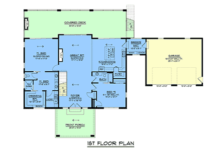 Contemporary, Modern House Plan 100733 with 2 Beds, 2 Baths, 2 Car Garage First Level Plan