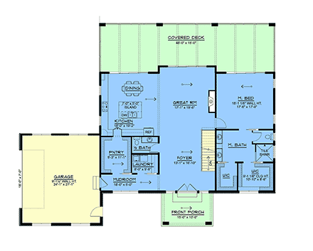 Contemporary, Modern House Plan 100736 with 1 Beds, 2 Baths, 2 Car Garage First Level Plan