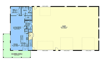 Barndominium, Country, Craftsman, Farmhouse House Plan 100737 with 1 Beds, 2 Baths, 4 Car Garage First Level Plan