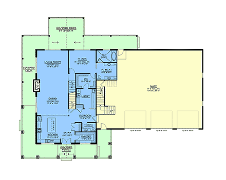 Barndominium, Country, Craftsman, Farmhouse House Plan 100738 with 3 Beds, 3 Baths, 3 Car Garage First Level Plan