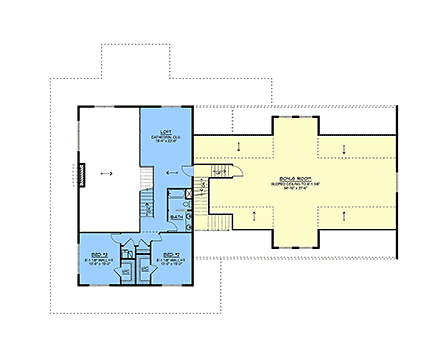 Barndominium, Country, Craftsman, Farmhouse House Plan 100738 with 3 Beds, 3 Baths, 3 Car Garage Second Level Plan