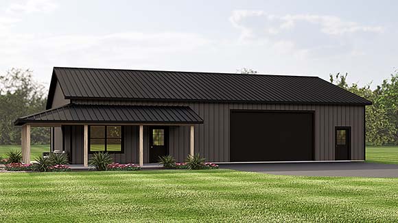 Barndominium, Country, Craftsman, Ranch House Plan 100740 with 1 Beds, 1 Baths, 1 Car Garage Elevation