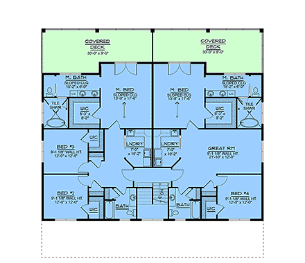 Coastal, Contemporary, Modern House Plan 100743 with 6 Beds, 6 Baths Second Level Plan
