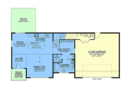 Coastal, Contemporary, Modern House Plan 100744 with 3 Beds, 3 Baths, 2 Car Garage First Level Plan