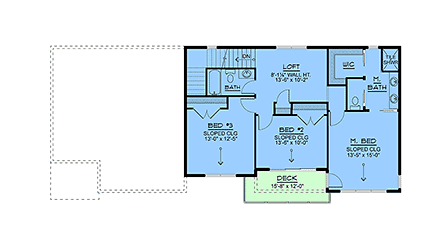 Coastal, Contemporary, Modern House Plan 100744 with 3 Beds, 3 Baths, 2 Car Garage Second Level Plan