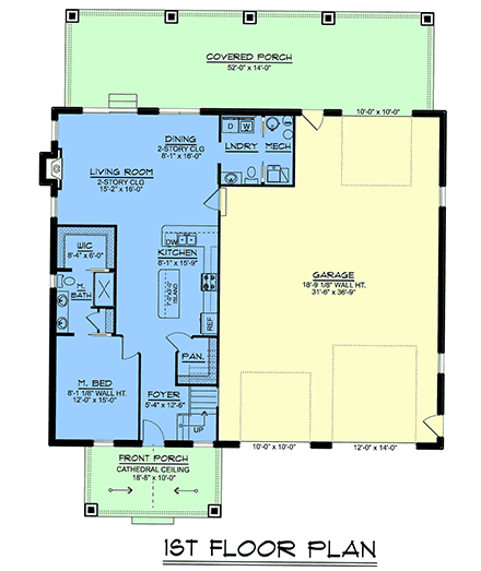 Barndominium, Contemporary, Country, Farmhouse House Plan 100745 with 3 Beds, 3 Baths, 2 Car Garage First Level Plan