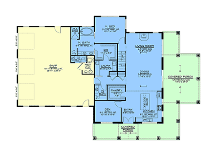 Barndominium, Country, Craftsman, Farmhouse House Plan 100746 with 3 Beds, 4 Baths, 3 Car Garage First Level Plan