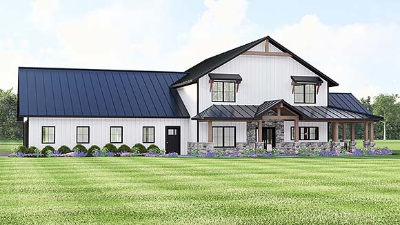 Barndominium, Country, Craftsman, Farmhouse House Plan 100746 with 3 Beds, 4 Baths, 3 Car Garage Elevation