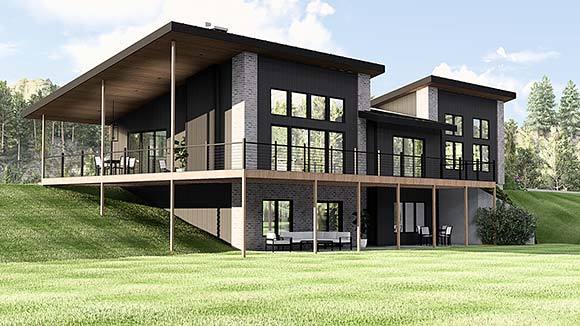 Coastal, Contemporary, Modern House Plan 100748 with 1 Beds, 1 Baths, 2 Car Garage Elevation
