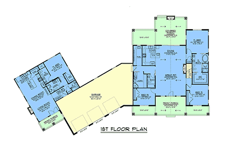 Contemporary, Craftsman, Modern, Ranch House Plan 100749 with 4 Beds, 4 Baths, 3 Car Garage First Level Plan