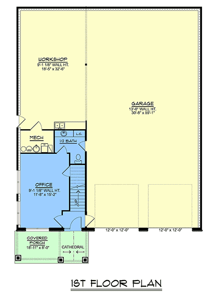 Country, Craftsman House Plan 100753 with 2 Beds, 2 Baths, 2 Car Garage First Level Plan