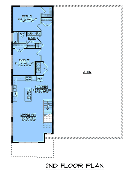 Country, Craftsman House Plan 100753 with 2 Beds, 2 Baths, 2 Car Garage Second Level Plan