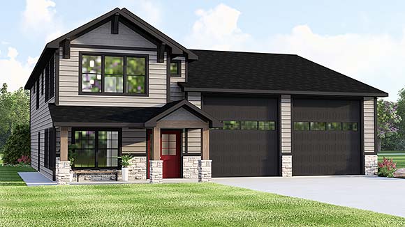 Country, Craftsman House Plan 100753 with 2 Beds, 2 Baths, 2 Car Garage Elevation