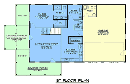 Barndominium, Country, Farmhouse House Plan 100754 with 3 Beds, 3 Baths, 2 Car Garage First Level Plan