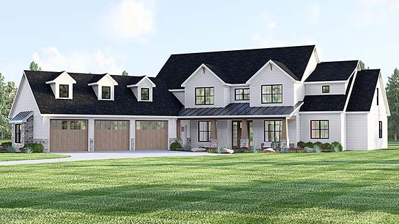 Contemporary, Farmhouse, New American, Traditional House Plan 100755 with 5 Beds, 4 Baths, 3 Car Garage Elevation