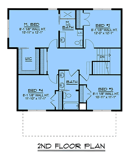 Coastal, Cottage, Country, Farmhouse, Traditional House Plan 100756 with 4 Beds, 3 Baths Second Level Plan