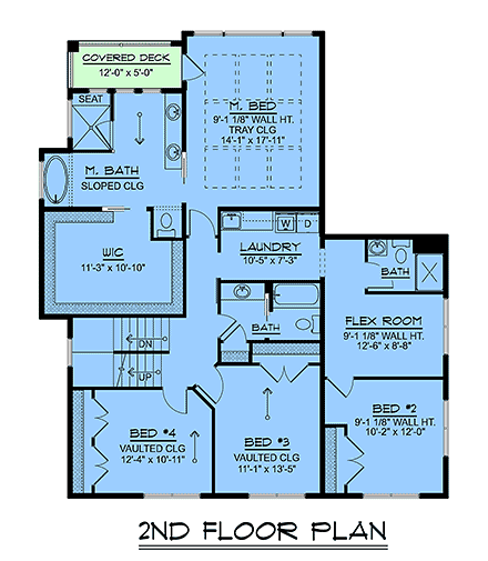 Colonial, Contemporary, Farmhouse House Plan 100760 with 6 Beds, 4 Baths, 2 Car Garage Second Level Plan