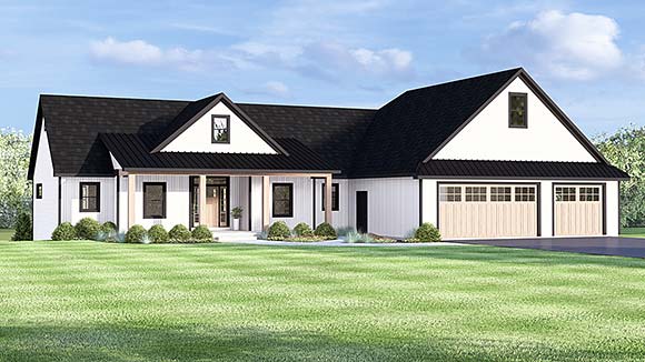 Contemporary, Country, Craftsman, Farmhouse, New American, Traditional House Plan 100761 with 2 Beds, 3 Baths, 3 Car Garage Elevation