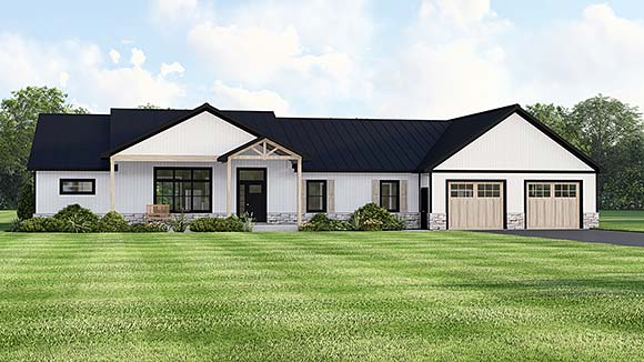 Contemporary, Country, Craftsman, Farmhouse, Ranch House Plan 100763 with 3 Beds, 2 Baths, 2 Car Garage Elevation