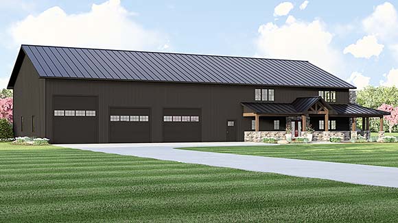 Barndominium, Country, Farmhouse House Plan 100764 with 3 Beds, 3 Baths, 3 Car Garage Elevation