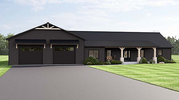 Barndominium, Country, Craftsman, Farmhouse, Traditional House Plan 100765 with 3 Beds, 3 Baths, 2 Car Garage Elevation