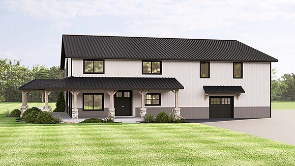 Barndominium, Country, Craftsman, Farmhouse House Plan 100767 with 3 Beds, 3 Baths, 2 Car Garage Elevation