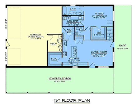 Barndominium, Country, Farmhouse House Plan 100768 with 4 Beds, 3 Baths, 3 Car Garage First Level Plan
