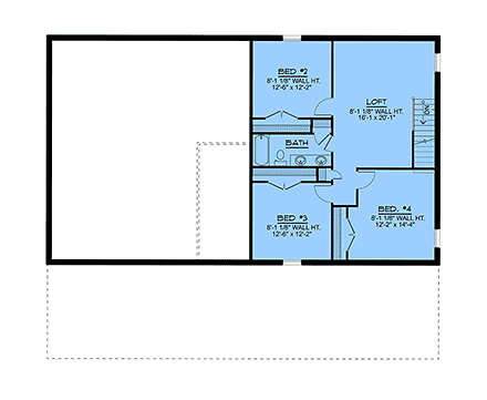 Barndominium, Country, Farmhouse House Plan 100768 with 4 Beds, 3 Baths, 3 Car Garage Second Level Plan