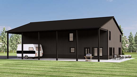 Barndominium, Country, Farmhouse House Plan 100768 with 4 Beds, 3 Baths, 3 Car Garage Elevation