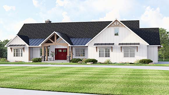 Farmhouse, New American House Plan 100770 with 3 Beds, 3 Baths, 3 Car Garage Elevation