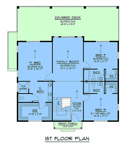 Coastal, Contemporary, Modern House Plan 100772 with 3 Beds, 4 Baths First Level Plan