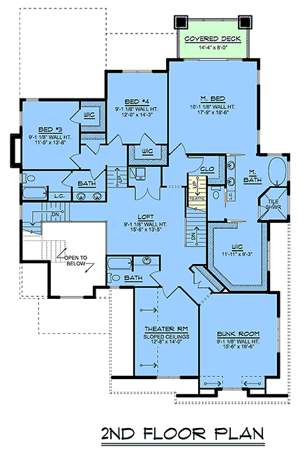 Coastal, Craftsman, New American, Traditional House Plan 100773 with 4 Beds, 5 Baths, 3 Car Garage Second Level Plan