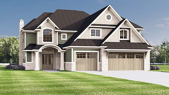 Coastal, Craftsman, New American, Traditional House Plan 100773 with 4 Beds, 5 Baths, 3 Car Garage Elevation