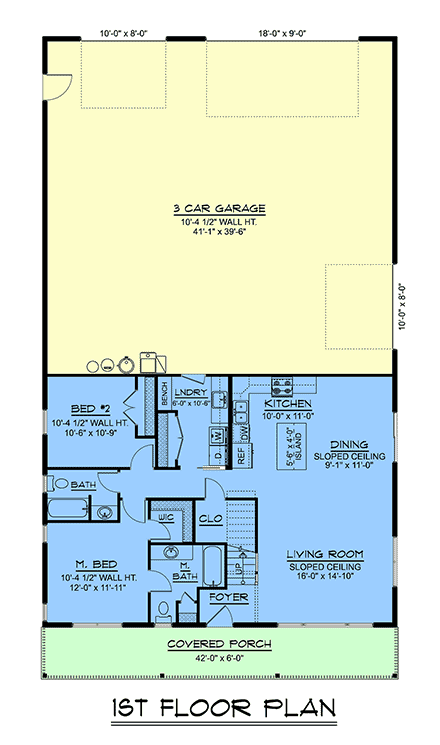 Barndominium, Country, Farmhouse House Plan 100774 with 3 Beds, 2 Baths, 3 Car Garage First Level Plan