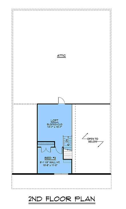 Barndominium, Country, Farmhouse House Plan 100774 with 3 Beds, 2 Baths, 3 Car Garage Second Level Plan