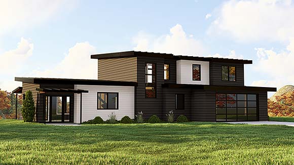 Coastal, Contemporary, Modern House Plan 100776 with 4 Beds, 3 Baths, 2 Car Garage Elevation