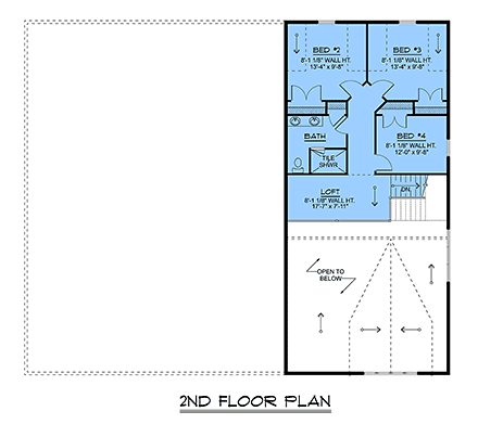 Barndominium, Country, Craftsman House Plan 100777 with 4 Beds, 3 Baths, 3 Car Garage Second Level Plan