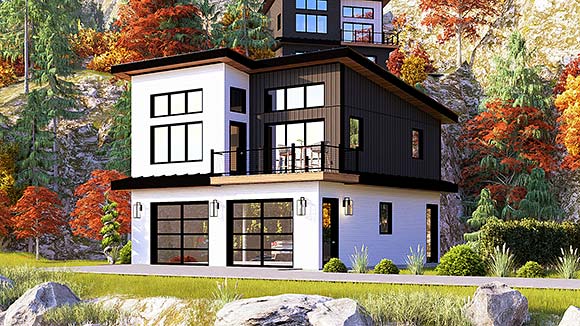 Contemporary, Modern Garage-Living Plan 100778 with 2 Beds, 1 Baths, 2 Car Garage Elevation