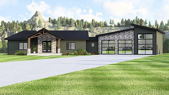Coastal, Contemporary, Craftsman, Modern, New American House Plan 100782 with 2 Beds, 3 Baths, 3 Car Garage Elevation