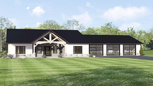 Contemporary, Modern, New American, Ranch House Plan 100784 with 3 Beds, 4 Baths, 3 Car Garage Elevation