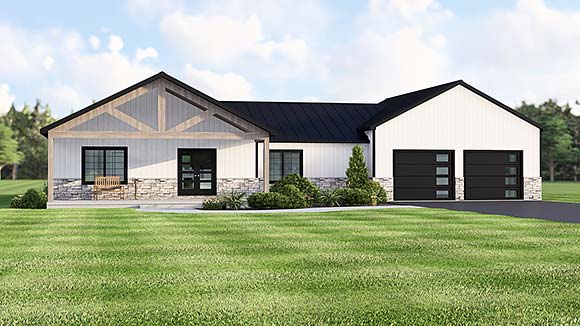 Contemporary, Country, Craftsman, Farmhouse House Plan 100786 with 3 Beds, 2 Baths, 3 Car Garage Elevation