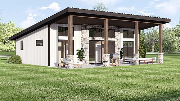 Contemporary, Craftsman, Modern, New American House Plan 100787 with 2 Beds, 2 Baths Elevation