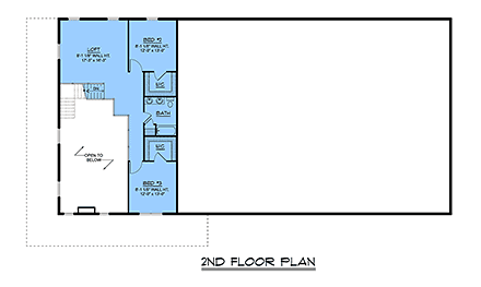 Barndominium, Country, Craftsman, Farmhouse, Traditional House Plan 100788 with 3 Beds, 3 Baths, 4 Car Garage Second Level Plan